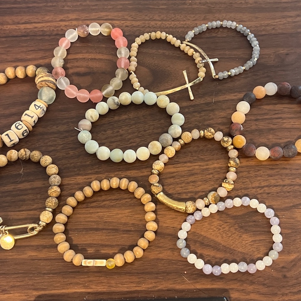 Bulk Women’s 10 Bead Fashion Bracelets Faith Based Fall Brown Themed